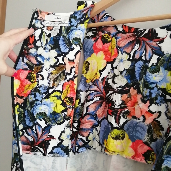 Erdem Wilhelmina Colourful Floral Knee Length Dress Elbow Sleeves US 8 - Picture 10 of 17